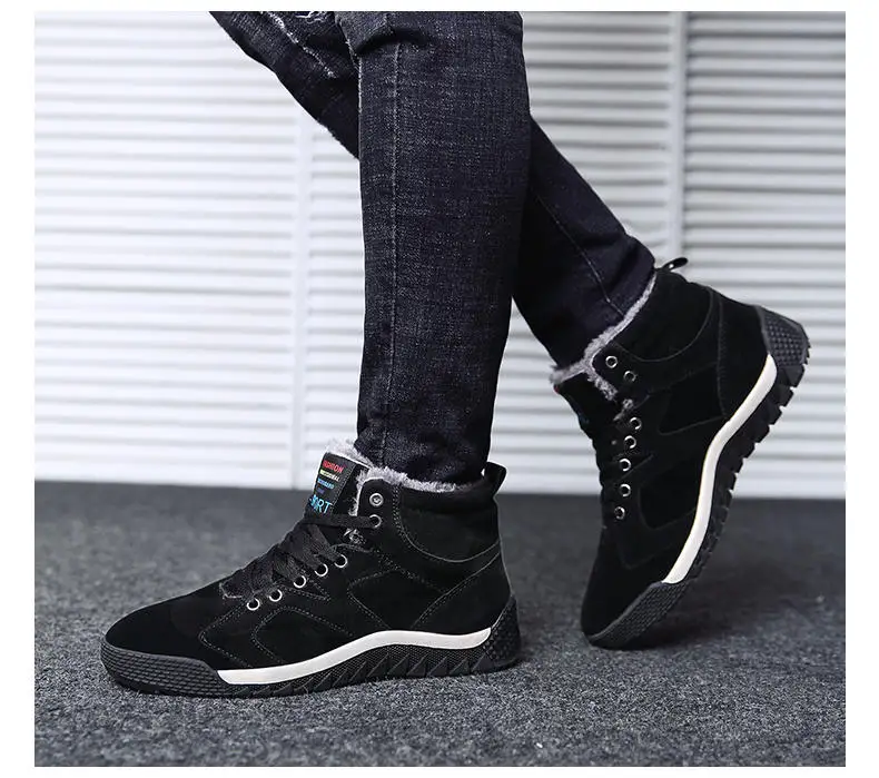 Men Shoes Winter Casual Boots for Men Fur Lace Up Warm Snow Boots Outdoor Fashion Flat Mens Shoes Big Size 47 Scarpe Uomo 43