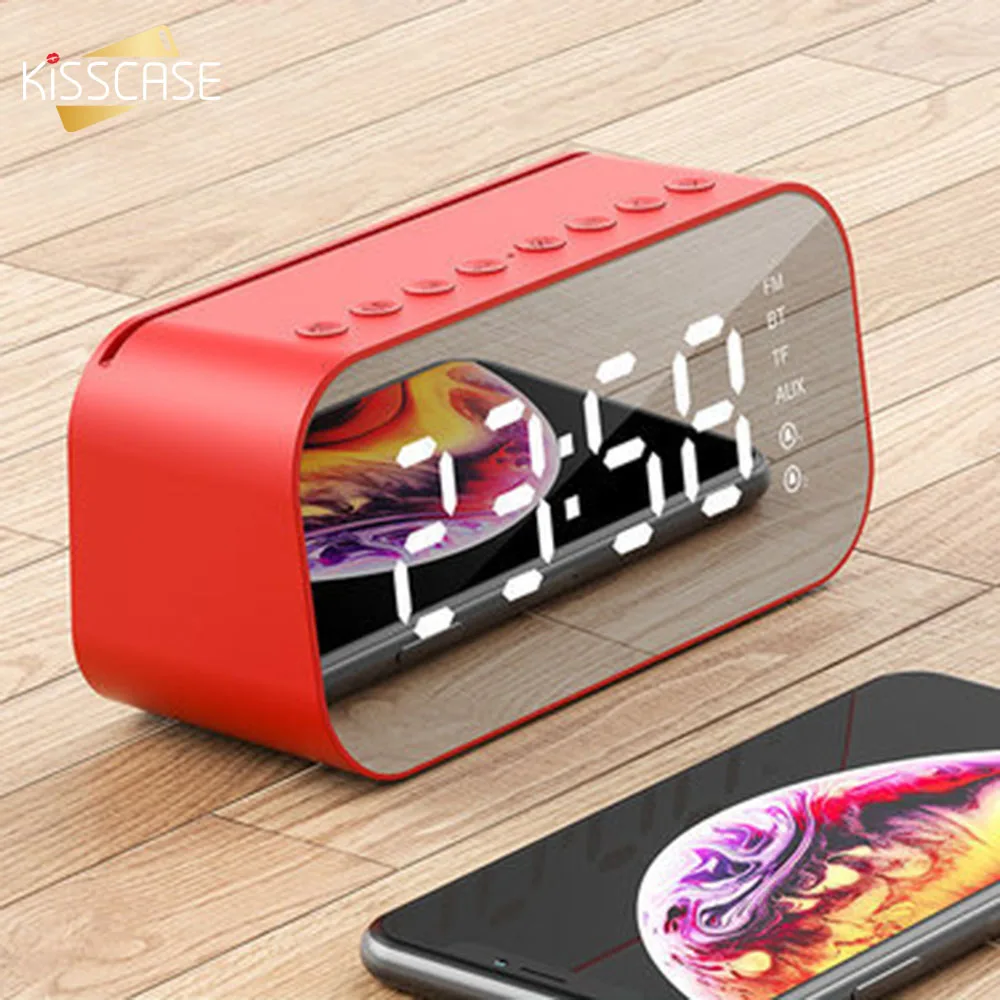 KISSCASE беспроводной Bluetooth динамик двойной Будильник Радио 6D бас стерео объемный