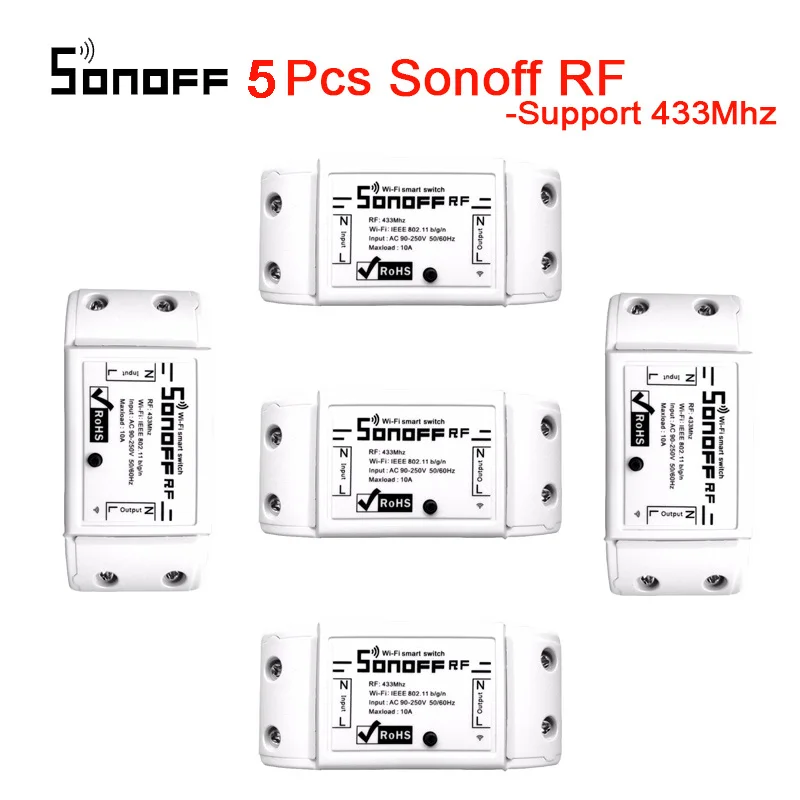 5 шт. Sonoff RF базовый Wifi умный переключатель Wifi управляемый переключатель беспроводной релейный переключатель DIY умный дом Wifi переключатель Domotica устройство - Цвет: 5Pcs SONOFF RF