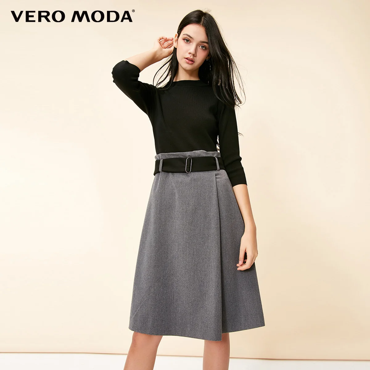 Vero Moda 2019 Новое поступление трикотажное платье с декоративным поясом | 31837C521