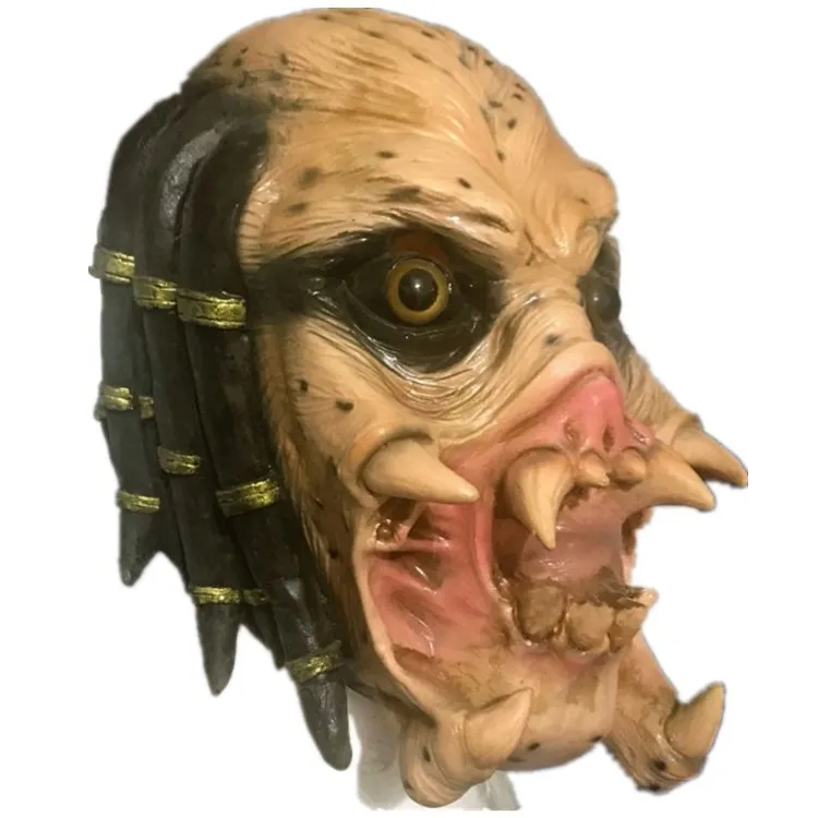 Латекс фильм чужой Хищник костюм с маской шлемы реквизит антенна страшные маски для вечеринки в честь празднования Хеллоуина полное лицо голова карнавальные маски