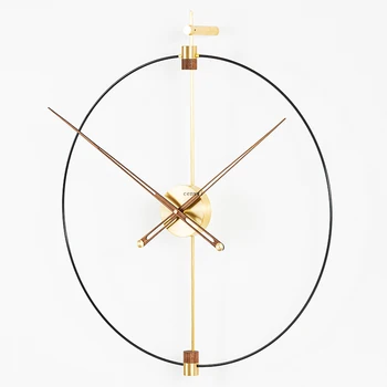 

Creative Modern Luxury Wall Clock Metal Gold Walnut Office Luxury Large Size Clocks Wall Home Decor Living Room Reloj Gift D055