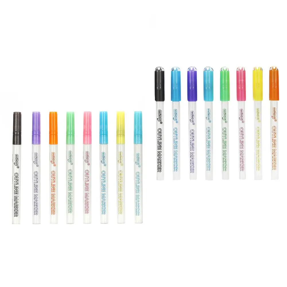 

Upgraded 8PCS Double Line Outline Pen Set 8 colors Outline Marker for Greeting Cards Diaries Writing