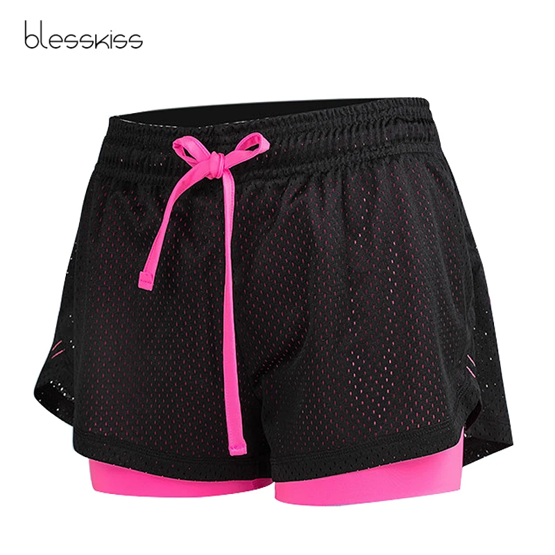 Blesskiss Mesh Sport Shorts Women Fitness Clothing Workout Lulu Running
