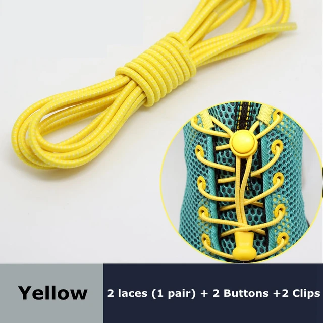Round Elastic Shoelaces Suitable For Various Shoe Accessories No Tie Shoelace Fixed Stretching Locking Lazy laces 1 Pair Yellow