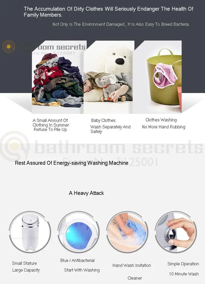 Mini Washing Machine Small Baby Children's Underwear Semi-automatic Elution Mini Washing Machine