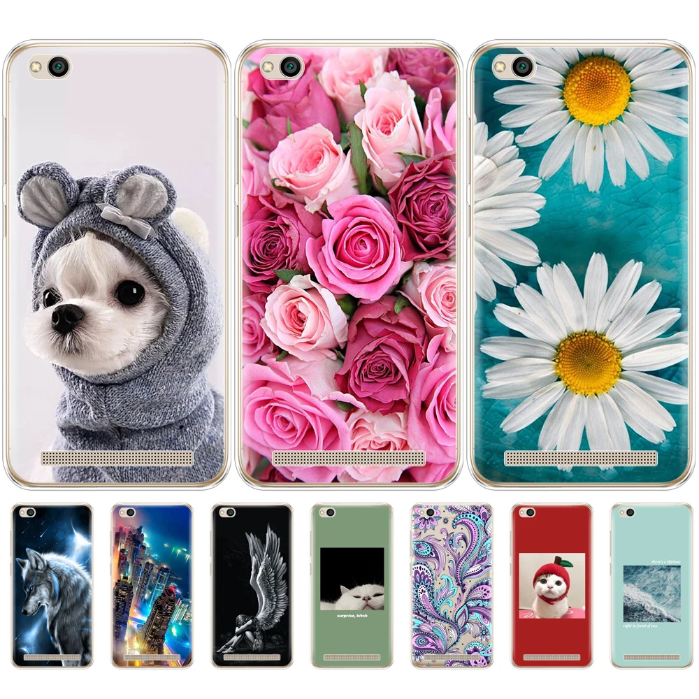 SIKEOU Soft Silicone TPU Case for Xiaomi Redmi 5A 5.0 inch Phone Hongmi Shell Painted Cover 5a coque | Мобильные телефоны и