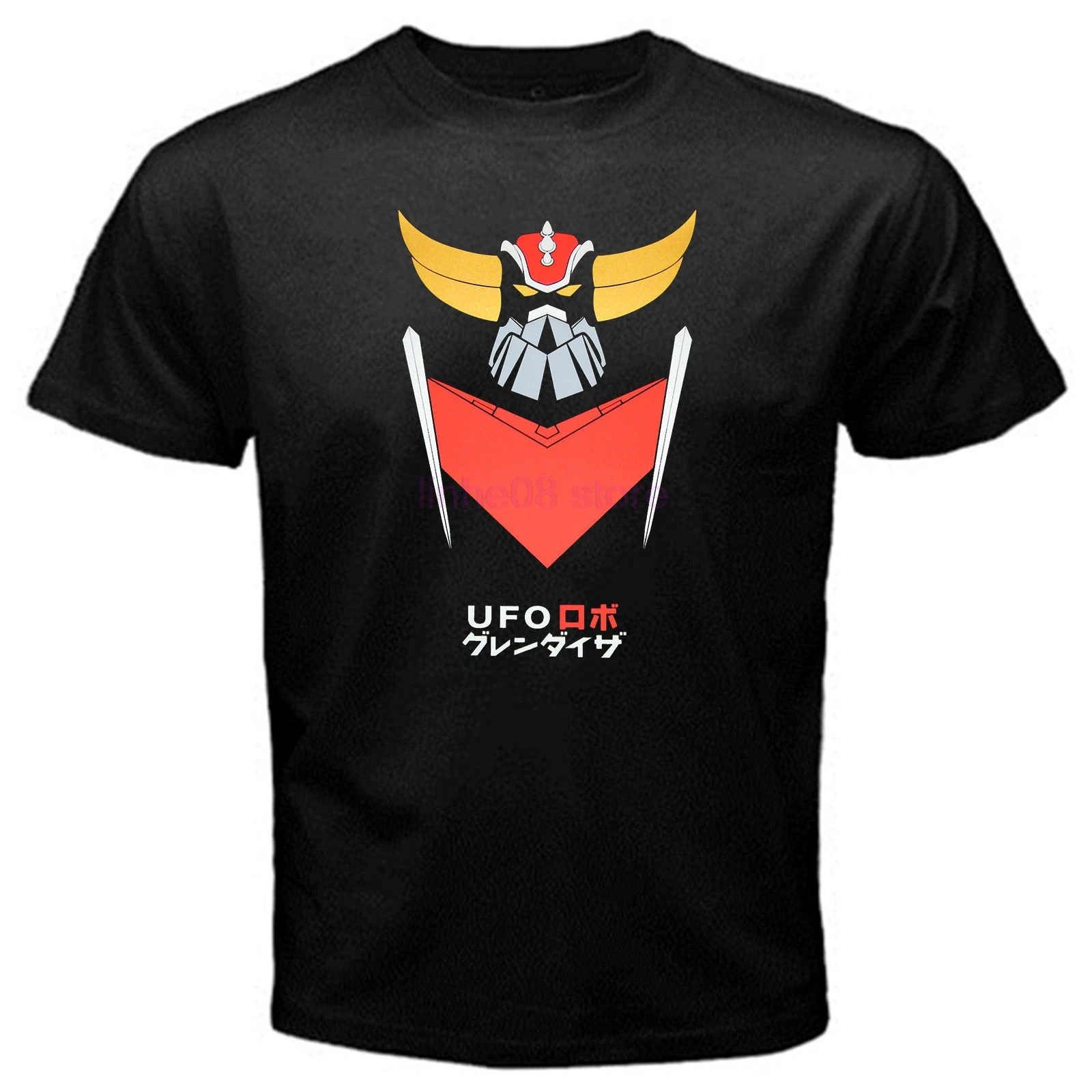 Gildan Grendizer G5 Аниме Робот серии Классическая футболка Черная Базовая Япония для