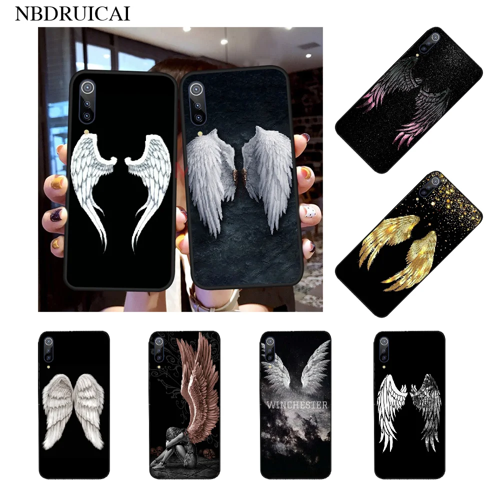 NBDRUICAI girl Angel Wings ТПУ черный чехол для телефона корпус Xiaomi Mi9 9SE 8SE Pocophone F1 Mi8 Lite |