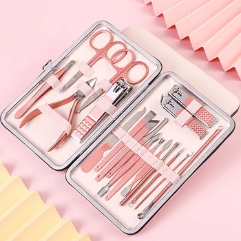 

18PCS Stainless Steel Nail Clipper Pedicure Toe Nail Ear Pick Grooming Kit Beauty Tools Kits