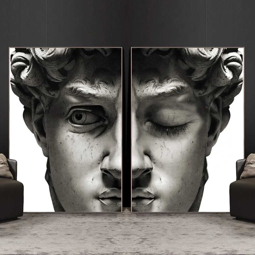 Black And White David Sculpture Canvas Paintings On The Wall Posters Prints Portrait Art Pictures Decor Cuadros | Дом и сад