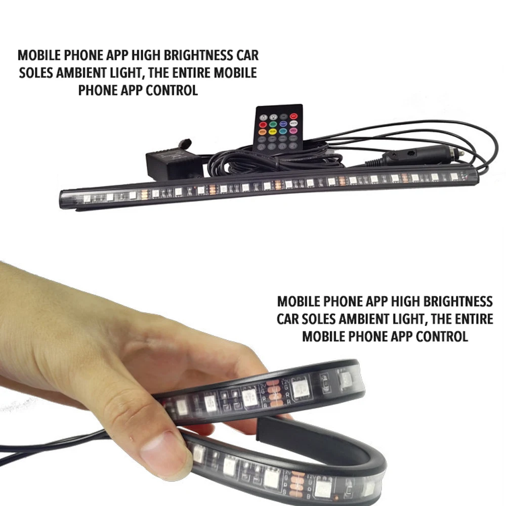 12 В ПВХ резиновые полосы света авто внутренний RGB 5050SMD светодиодный комплект полосы света управление музыкой красочные украшения автомобиля световая полоса