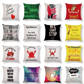 

Letter We Cannot Stop Pattern Print Cushion Cover Linen Decorative for Sofa Seat Soft Throw Pillow Case Cover 45x45cm Home Decor