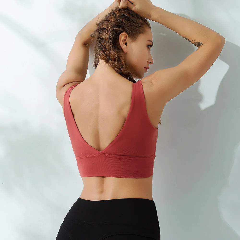 Новинка Женские пикантные yoga спортивный бюстгальтер сексуальный v образный
