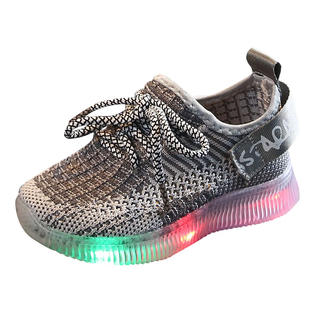 Кроссовки для маленьких мальчиков; сетчатый светодиодный светильник для маленьких мальчиков; светящаяся спортивная обувь кроссовки; chaussure lumineuse Pour Garcon