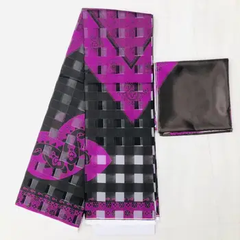 

Fashion design silk wax fabric ribbon organza silk Fabric high quality floral satin wax for Garment 4+2yards