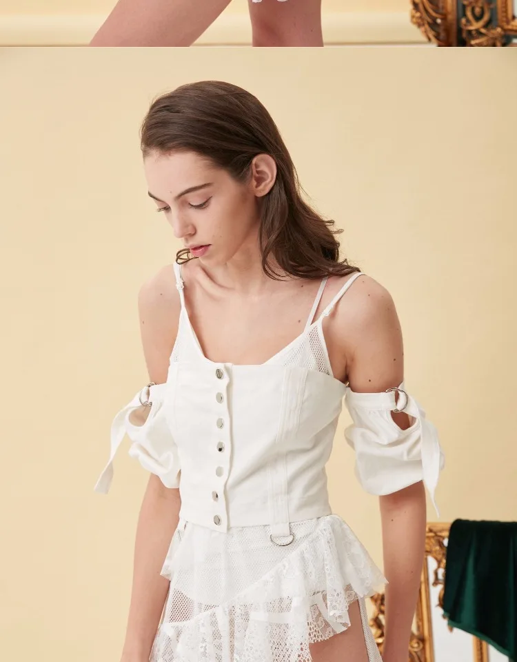 EASYSMALL Для женщин платье модные пляжные сексуальным вырезом на спине и high-end в уличном стиле с кружевными вставками на Для женщин блузки Высокая талия платья без рукавов для девочек