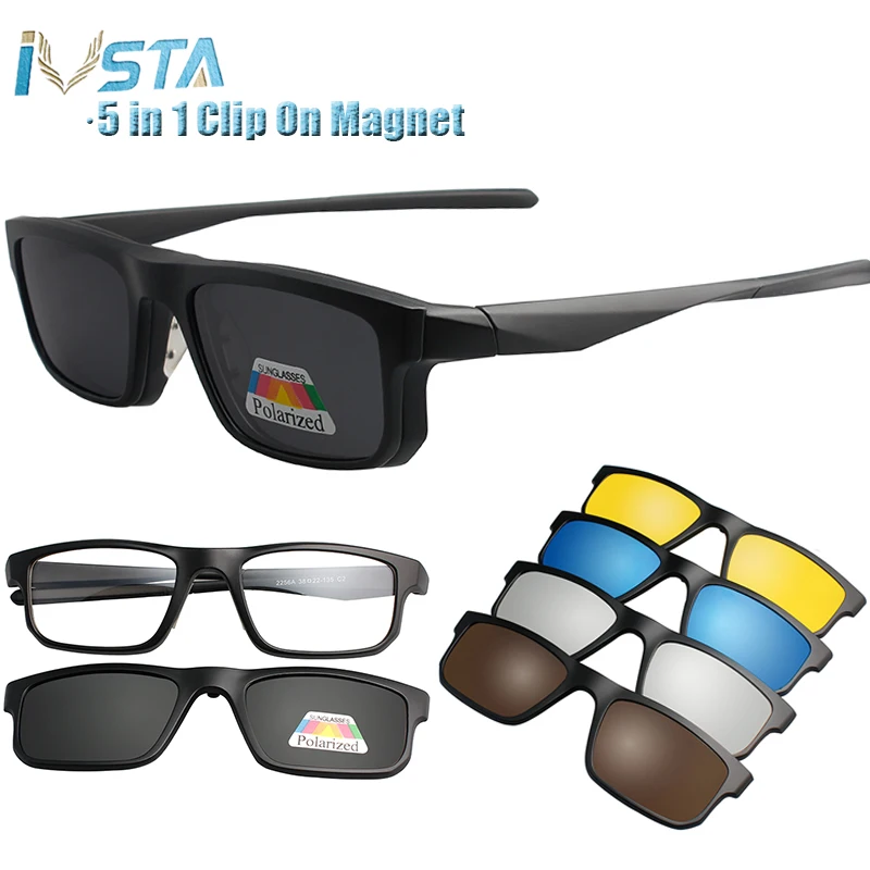 IVSTA, 5 в 1, солнцезащитные очки на застежке, мужские поляризованные очки на магните, магнитные зажимы, оптические оправы по рецепту, очки для женщин, очки для чтения