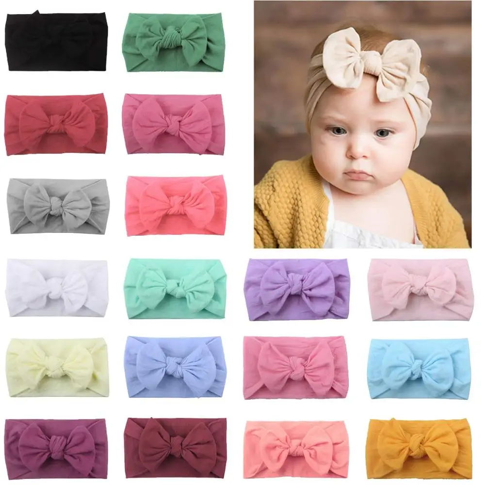 18 цветов, супер эластичные мягкие ободки для девочек с бантиками для волос, повязка на голову для новорожденных девочек, младенцев, малышей