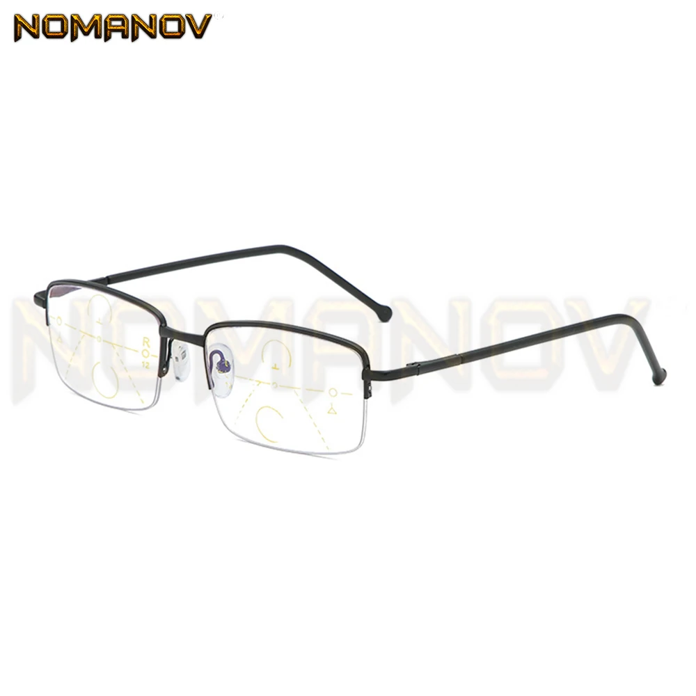 Ultra-light Half-rim Black Frame Business Men Women Progressive Multi-focus Reading Glasses Add 75 100 125 150 175 200 to 400 | Аксессуары