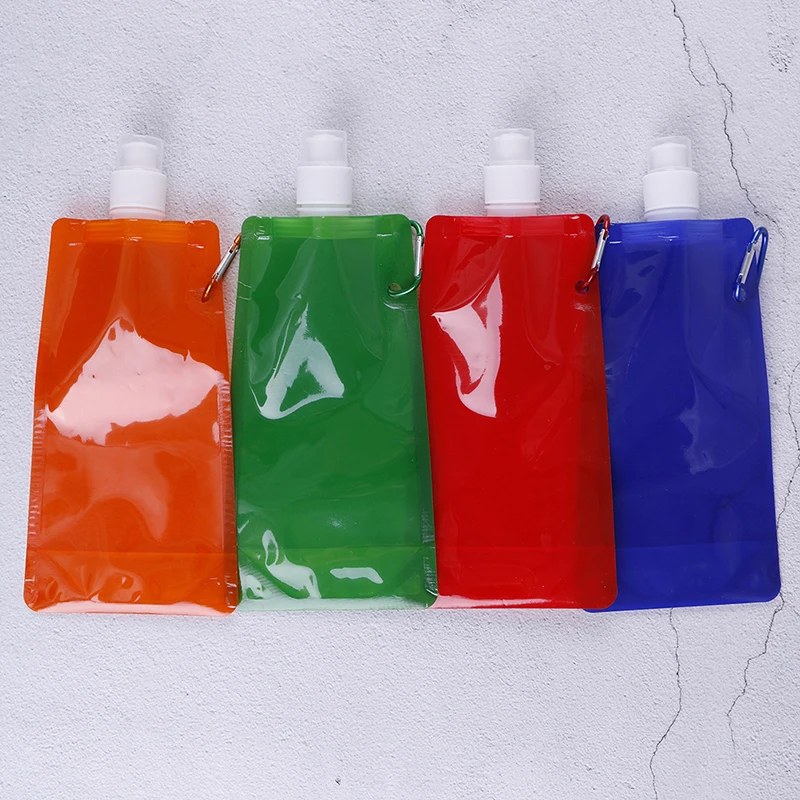 Useful 480ml Folding Water Bag Hiking Camping Sport Portable Silicone Soft Drink Bottle convenient