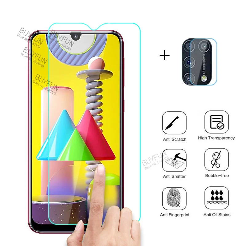 2в1 закаленное стекло для Samsung Galaxy M31 HD защитная пленка объектива камеры Sansung SamsungM31