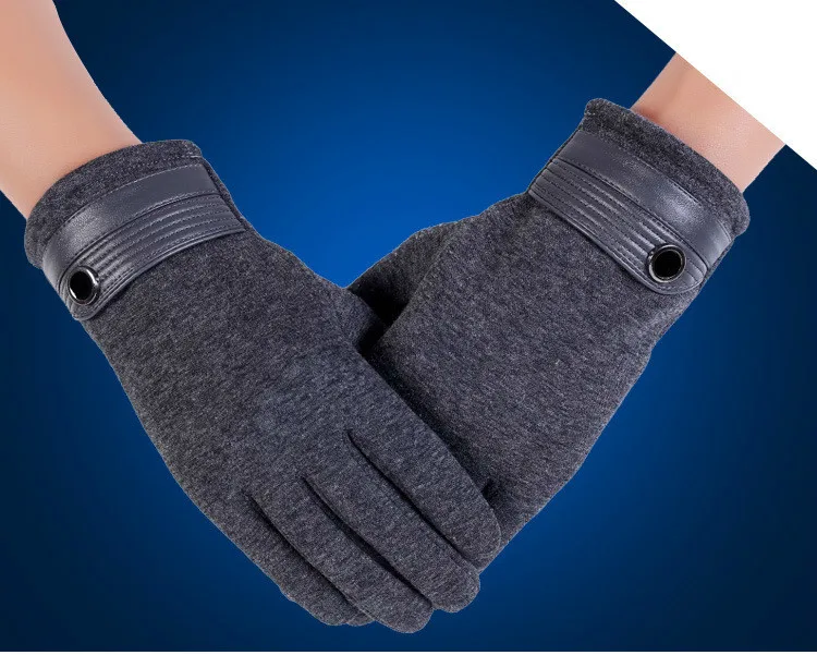 Men Winter Gloves Luxury Leather Moto Guantes PU Patchwork Thick Gloves Male Motocicleta Thermal Warm Gloves anti-skid