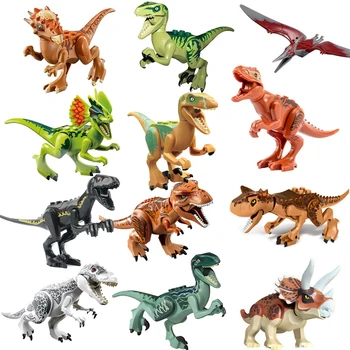 Zestawy jurajskie Model Dino świat tyranozaur Triceratops zestawy do budowania Bolcks cegły dinozaury Park figurki Raptor zabawki dla dzieci prezent tanie i dobre opinie 7-12y 12 + y 18 + CN (pochodzenie) Kompatybilny z lego jurajski świat Unisex Mały klocek do budowania (kompatybilny z Lego)