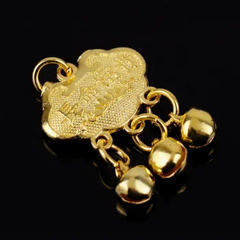 

2pcs Feng shui ALloy Longevity Lock Pendant Necklace for child Jewelry Gift Safety lock pendant Small bell