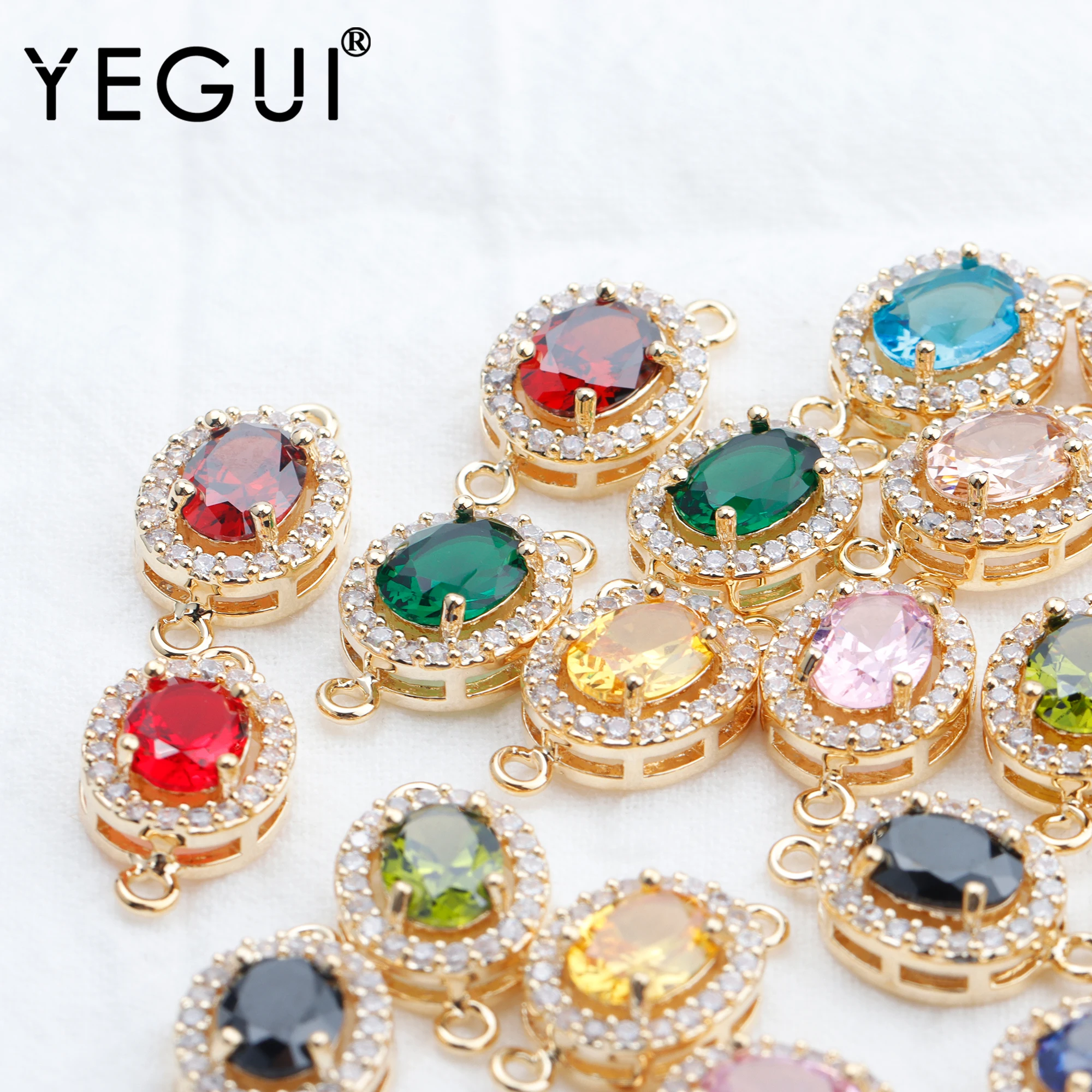 

YEGUI M768,jewelry accessories,18k gold plated,0.3 microns,zircon pendant,jump ring,diy earring,jewelry making,10pcs/lot