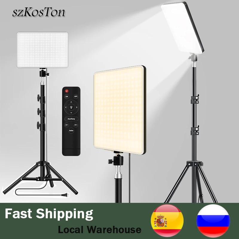 Led Video Lighting Panel com Tripé Lâmpada de Fotografia Photo Studio Fill Light eu Plug Youtube vk Makeup 10 2700k5700k