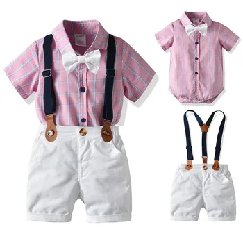 

Baby Boy Clothes Set Toddler Summer Outfits kids Suit Shorts Children's Bow Tie Dress Birthday Party Wedding Costume 0 1 2Years