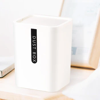 

Desktop Trash Can Small Mini Garbage Can Plastic Dustbin with Shake Cover for Home Office E2S