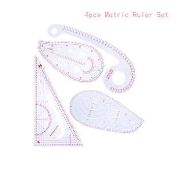 

LMDZ4pcs/set Metric Ruler Set Sewing Ruler Set French Curve Pattern Grading Ruler Dressmaking Drawing Drafting Measure Template