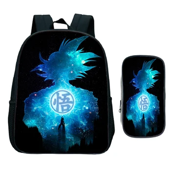 

Children Dragon Ball Kindergarten Backpack with Pen Bag 2pcs Set Child Cool Goku School Bag Anime Bookbag Kids Start School Gift