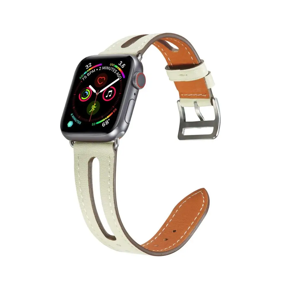 Ремешок из натуральной кожи для apple watch 5 4 3 2 1 мягкий браслет iwatch аксессуары часов