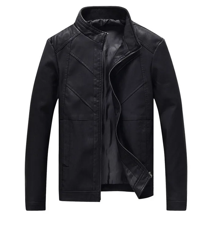 Куртка мужская из ПУ кожи теплая Байкерская мотоциклетная куртка брендовая
