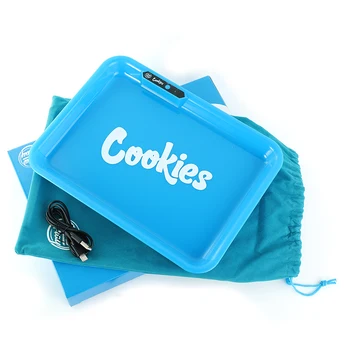 

LED Lights Rolling Tray Rechargeable Glowing Multipurpose Fruit Plates 11inches Glow Tobacco Cigarette Platters and Trays