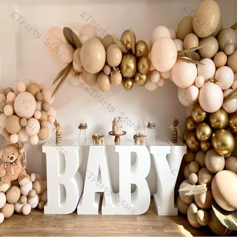 

145pcs Doubled Apricot Balloons Garland Wedding Decoration Doubled Cream Gold Peach Balloon Arch Baby Shower Birthday Decor