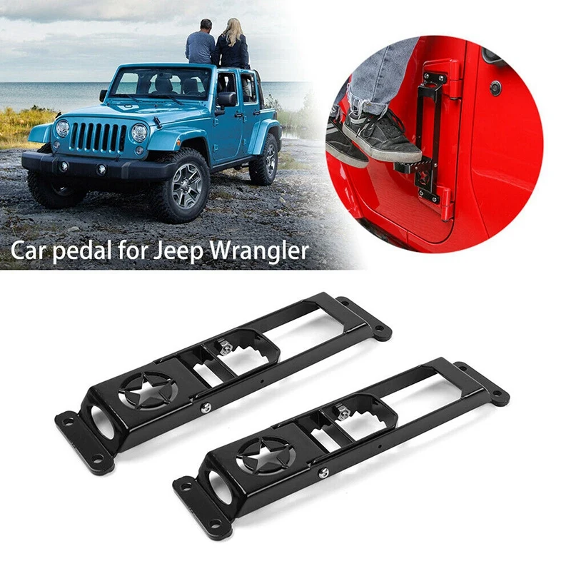 

2X Car Door Foot Pedal Hinge Rest Folding Peg Step for Jeep Wrangler JK 2007-2017