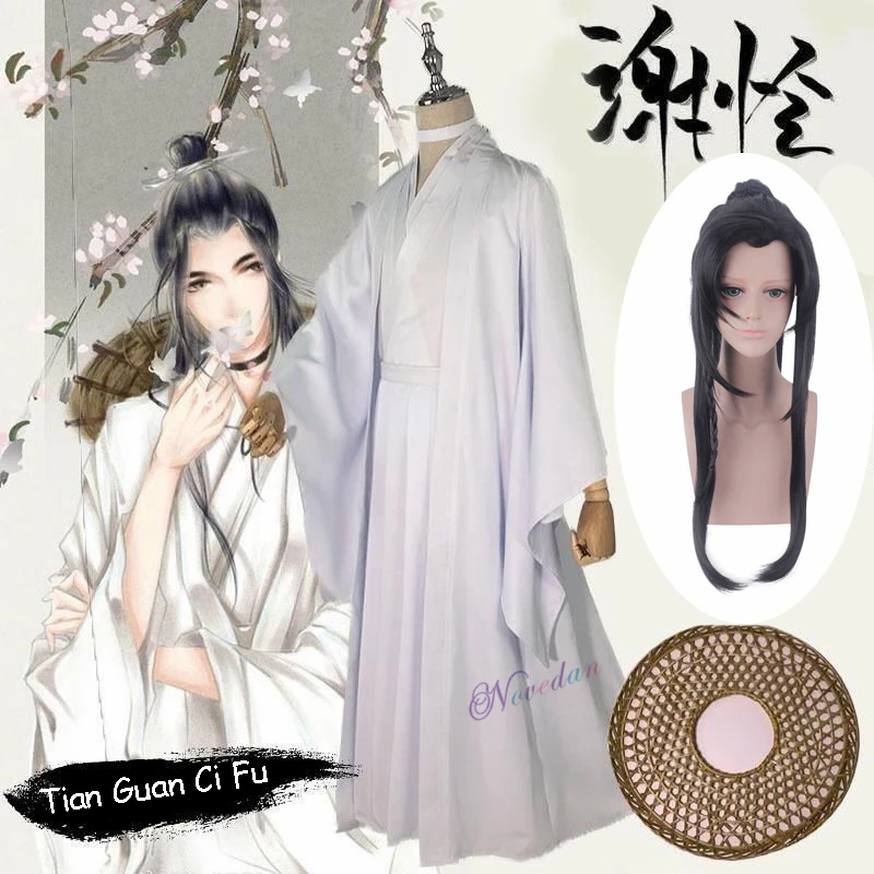 

Tian Guan Ci Fu Cosplay Xie Lian Cosplay Costume Xielian Wigs Bamboo Hat Prop Chinese Hanfu Dress Anime Outfit Women Men