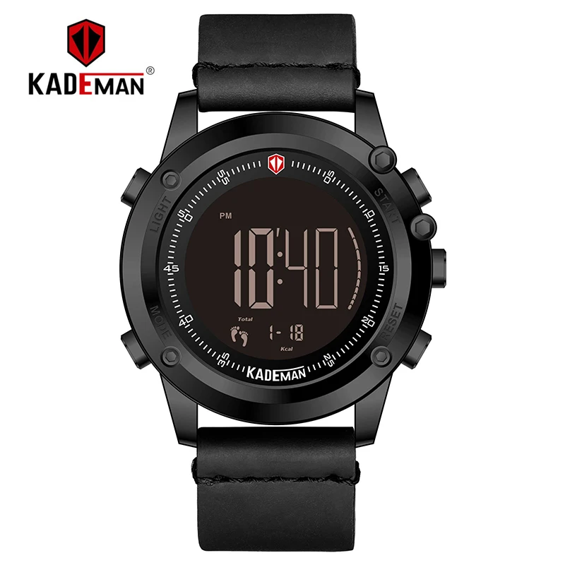 K698-B-W-B KADEMAN мужские часы цифровые военные спортивные часы лучший бренд класса люкс кожа водонепроницаемые Модные мужские наручные часы relogio - Цвет: K698-B-W-B