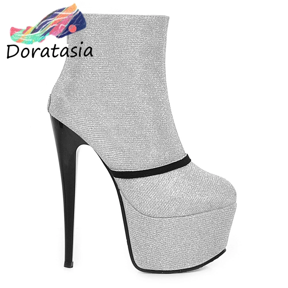 

DORATASIA New Girl Elegant High Platform Ankle Boots Super High Heels Boots Women 2020 Concise Party High Heels Shoes Woman