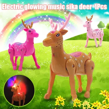 

Glowing Deer Animal Toy Music Walking Educational Cute Gift for Children Kids S7JN