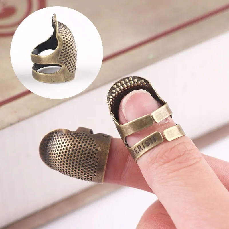 2pcs Safety Embroidery Metal Finger Protector Ring Vintage Wear Thimble Craft for Cross Stitch Weaving Sewing Tools kit | Дом и сад