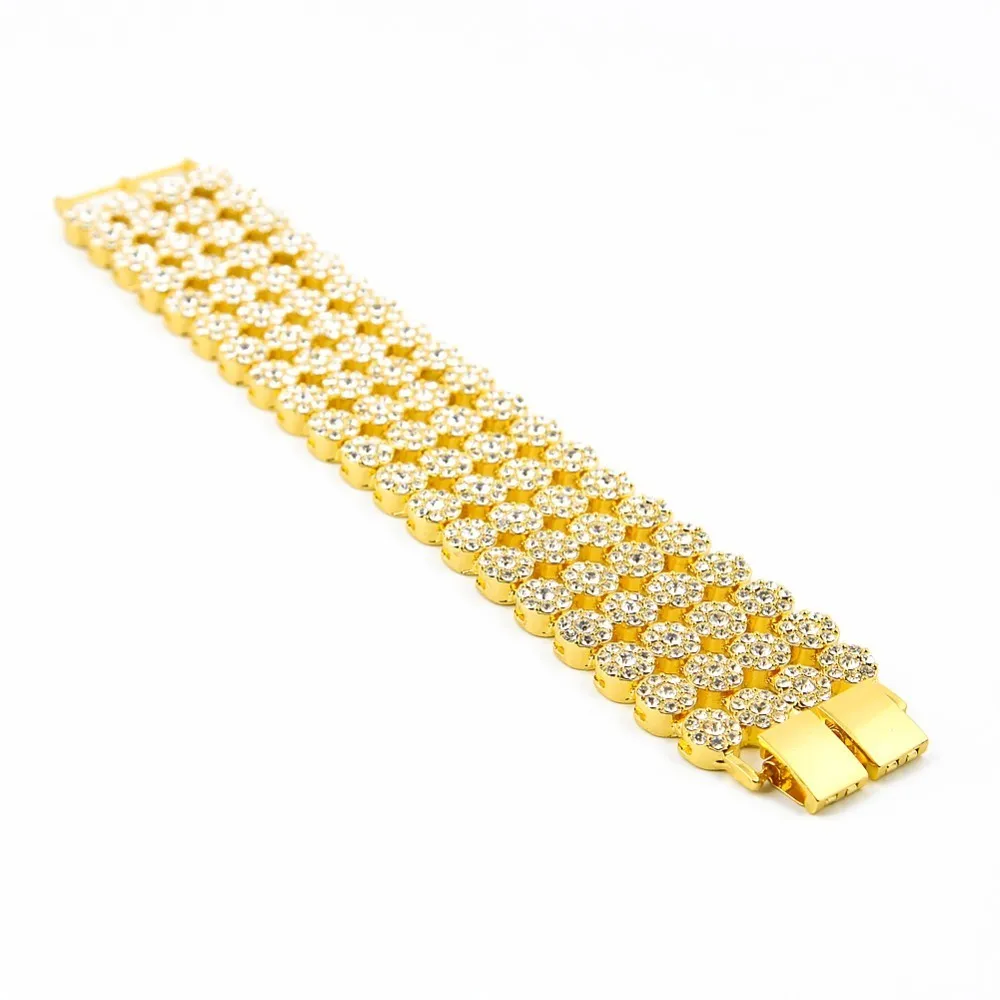 Хип-хоп Браслеты и браслеты Goldtone Ясно Cz Iced Out 4 ряд bingbing Для мужчин браслет Модные украшения винтажный браслет с брелоками