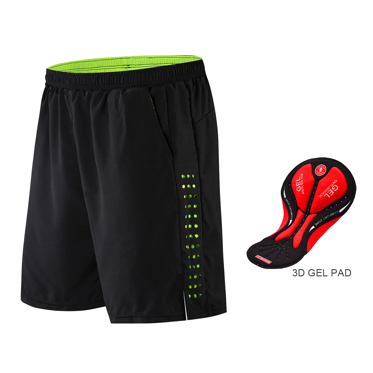 Green With Pad WOSAWE Мужские мотоциклы спортивные уличные шорты свободный крой 3D гель мягкий водонепроницаемый мотоцикл легкие горные MTB шорты - Цвет: Green With Pad