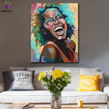 

DIY colorings pictures by numbers with colors Black girl laughing picture drawing painting by numbers framed Home