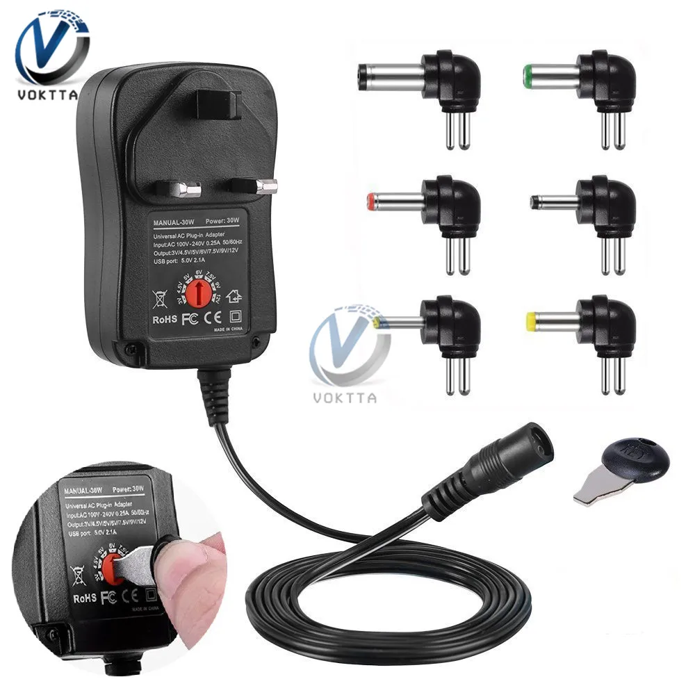 3V-12V 3V 4.5V 5V 6V 7.5V 9V 12V 2A AC/DC Adapter Adjustable Power Supply  Universal Adaptor Charger with USB Interface 6 Adapter