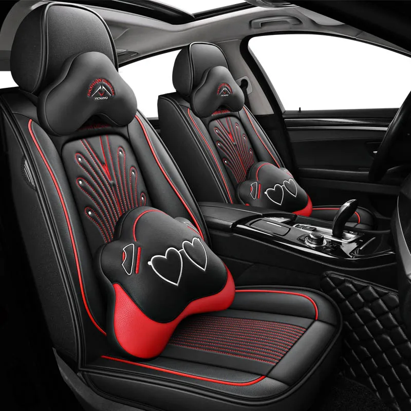 Pattern version FUZHKAQI кожаный чехол для автомобильного сиденья для mitsubishi pajero 4 2 sport outlander xl asx аксессуары lancer Чехлы для автокресла - Название цвета: Pattern version